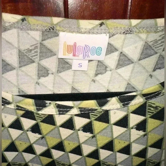 Lularoe small lime green &‎ black geometric  Julia T-shirt pencil dress NWT. - Picture 4 of 8